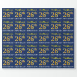 [ Thumbnail: Blue, Imitation Gold Look "26th Birthday" Wrapping Paper ]