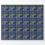 [ Thumbnail: Blue, Imitation Gold Look "28th Birthday" Wrapping Paper ]