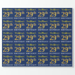[ Thumbnail: Blue, Imitation Gold Look "29th Birthday" Wrapping Paper ]