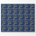 [ Thumbnail: Blue, Imitation Gold Look "2nd Birthday" Wrapping Paper ]