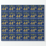 [ Thumbnail: Blue, Imitation Gold Look "44th Birthday" Wrapping Paper ]