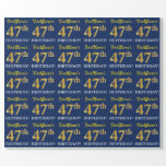 [ Thumbnail: Blue, Imitation Gold Look "47th Birthday" Wrapping Paper ]