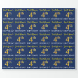 [ Thumbnail: Blue, Imitation Gold Look "4th Birthday" Wrapping Paper ]