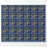 [ Thumbnail: Blue, Imitation Gold Look "59th Birthday" Wrapping Paper ]