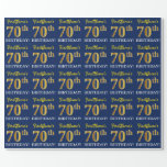 [ Thumbnail: Blue, Imitation Gold Look "70th Birthday" Wrapping Paper ]