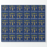 [ Thumbnail: Blue, Imitation Gold Look "71st Birthday" Wrapping Paper ]