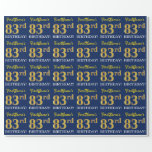 [ Thumbnail: Blue, Imitation Gold Look "83rd Birthday" Wrapping Paper ]