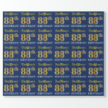 [ Thumbnail: Blue, Imitation Gold Look "88th Birthday" Wrapping Paper ]