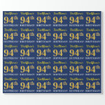 [ Thumbnail: Blue, Imitation Gold Look "94th Birthday" Wrapping Paper ]