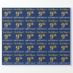 [ Thumbnail: Blue, Imitation Gold Look "9th Birthday" Wrapping Paper ]
