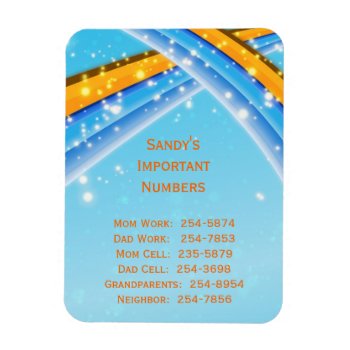 Blue Important Phone Numbers Magnet by Lilleaf at Zazzle