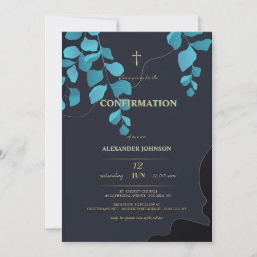 Blue Impression Religious Invitation