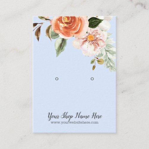 Blue Impressive Watercolor Flowers Earring Display Business Card