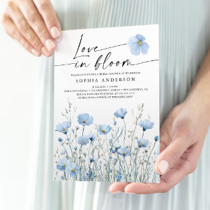 Blue In Bloom Bridal Shower Invitation Card