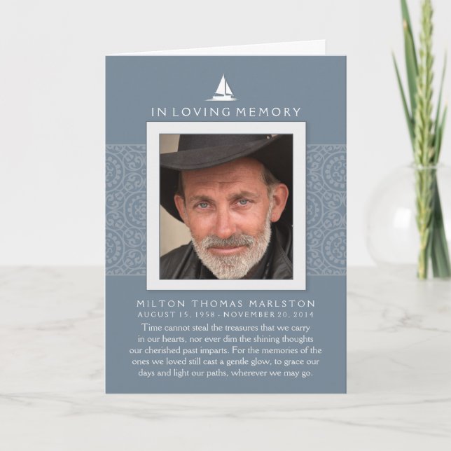 Blue In Loving Memory Photo Sailboat Thank You (Front)