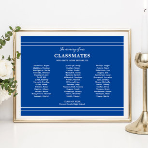 Blue In Memory Of Classmates School Reunion Poster