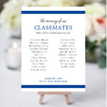 Blue In Memory Of Our Classmates List Of Names Foam Board