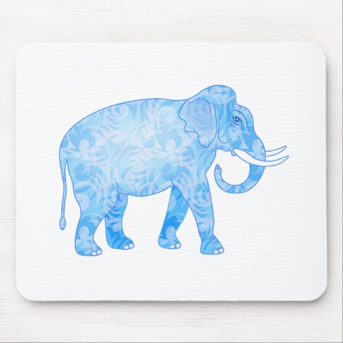 Blue Indian Elephant with Fancy Pattern Mouse Pad