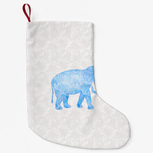 Blue Indian Pattern Elephant Small Christmas Stocking