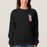 Blue Indian Ringneck Bird Parrot In Pocket With Su Sweatshirt