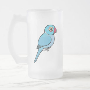Blue Indian Ringneck Frosted Glass Beer Mug