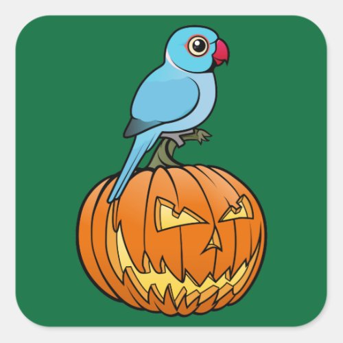 Blue Indian Ringneck Halloween Square Sticker