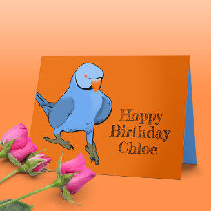 Blue Indian Ringneck Parakeet Birthday Parrot Name Card