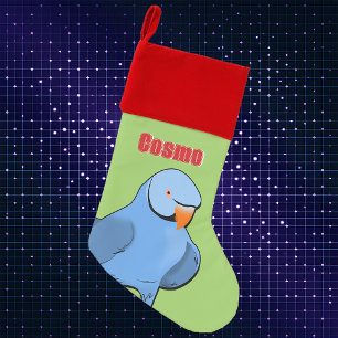 Blue Indian Ringneck Parakeet Cute Pet Bird Name Christmas Stocking