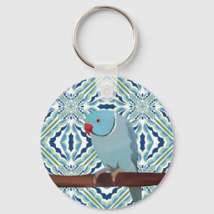 Blue Indian Ringneck Parakeet Keychain