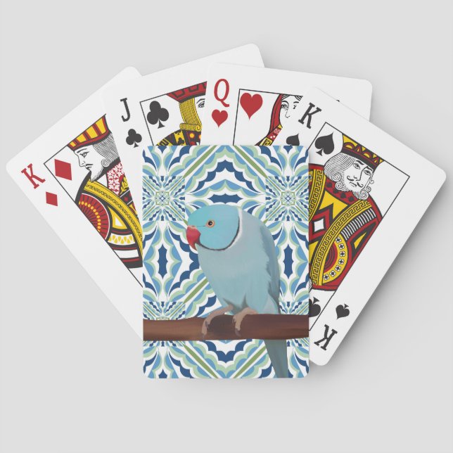 Blue Indian Ringneck Parakeet Poker Cards (Back)