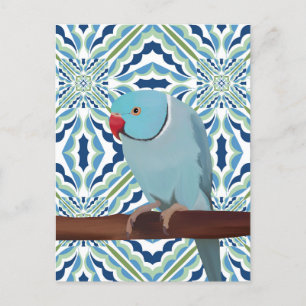 Blue Indian Ringneck Parakeet Postcard