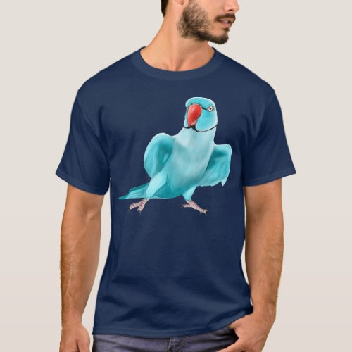 Blue Indian Ringneck Parrot bird T_Shirt
