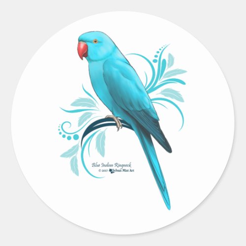 Blue Indian Ringneck Parrot Classic Round Sticker