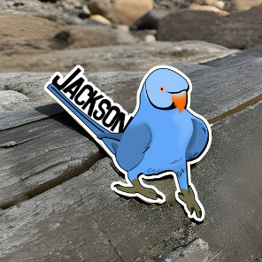 Blue Indian Ringneck Parrot Pet Bird Name Cute Fun Sticker