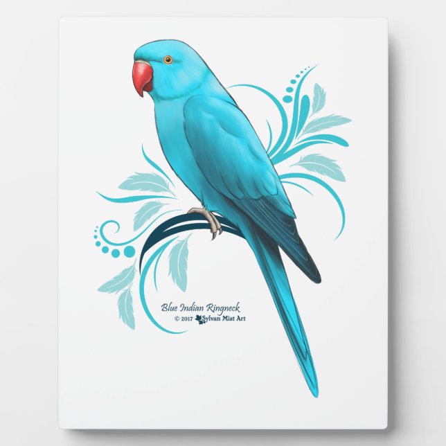 Blue Indian Ringneck Parrot Plaque (Front)