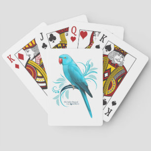 Blue Indian Ringneck Parrot Poker Cards