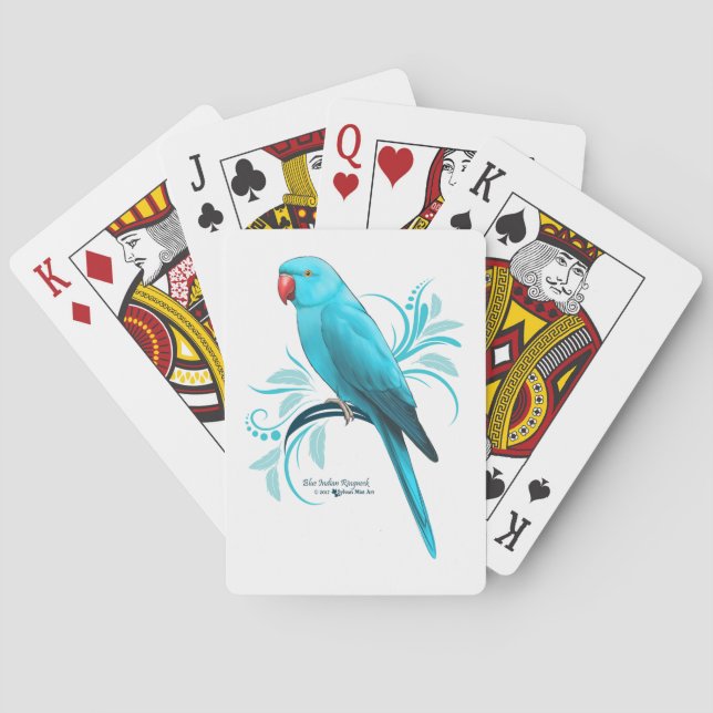 Blue Indian Ringneck Parrot Poker Cards (Back)
