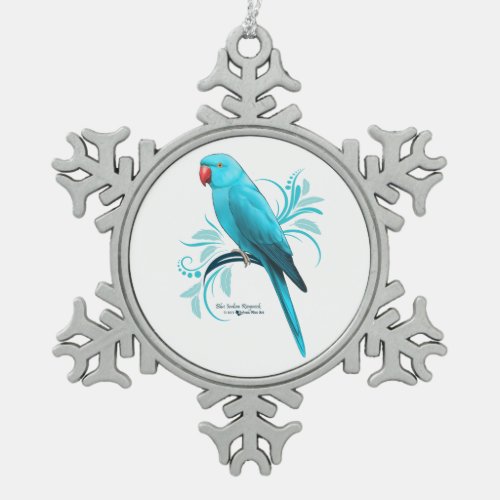 Blue Indian Ringneck Parrot Snowflake Pewter Christmas Ornament