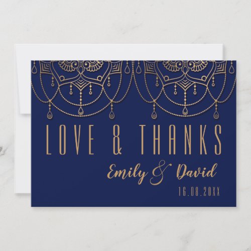 Blue Indian Traditional Design Love  Thanks Thank You Card