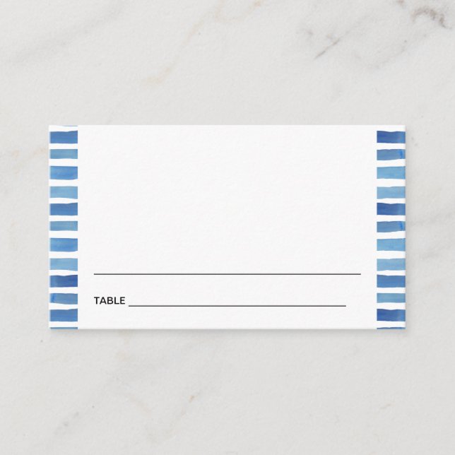 BLUE INDIGO CHEVRON BAR BAT MITZVAH PLACE CARDS (Front)
