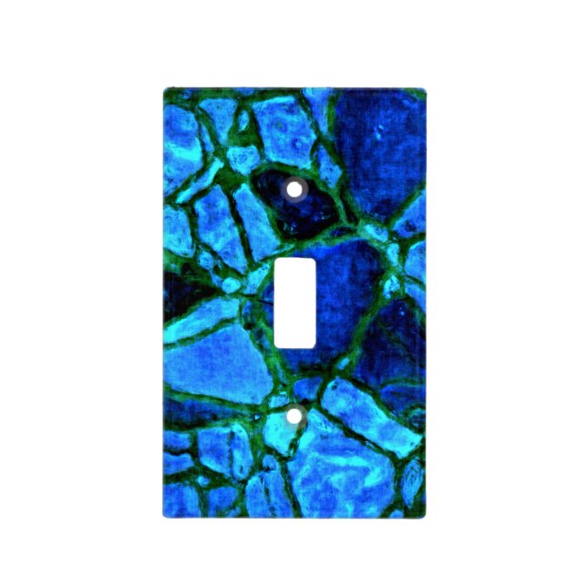 Blue Indigo Mosaic Pattern Light Switch Cover (Front)