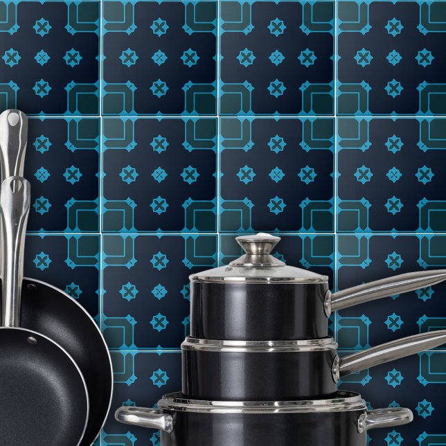 Blue & Indigo Pattern in Mosaic Ornamental Style Ceramic Tile (Creator Uploaded)