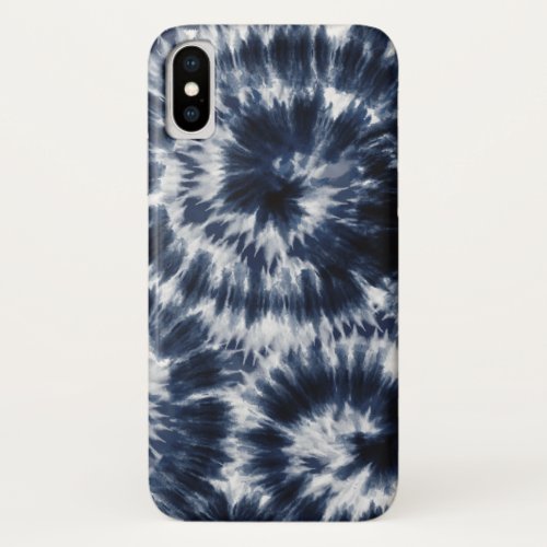 Blue Indigo Shibori Tie Dye iPhone X Case