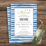 BLUE INDIGO STRIPES PATTERN BAT BAR MITZVAH INVITE<br><div class="desc">If you need any further customisation please feel free to message me on yellowfebstudio@gmail.com.</div>