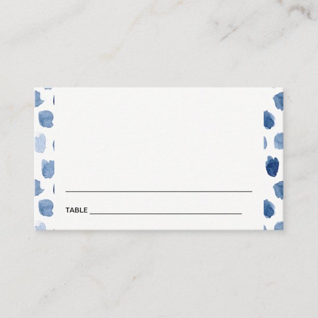 BLUE INDIGO WATERCOLOR BAR BAT MITZVAH PLACE CARDS (Front)