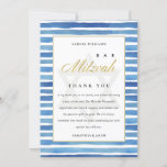 BLUE INDIGO WATERCOLOR STRIPES BAT BAR MITZVAH THANK YOU CARD<br><div class="desc">If you need any further customisation please feel free to message me on yellowfebstudio@gmail.com.</div>