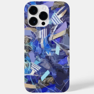 Blue indigo white gray abstract geometric stripes Case-Mate iPhone 14 pro max case