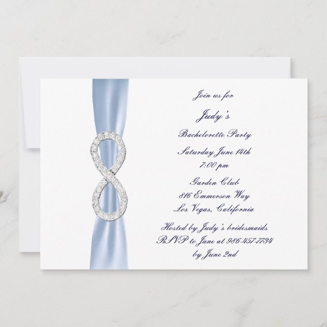 Blue Infinity Bachelorette Party Invitation (Front)