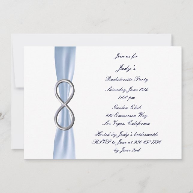 Blue Infinity Bachelorette Party Invitation (Front)