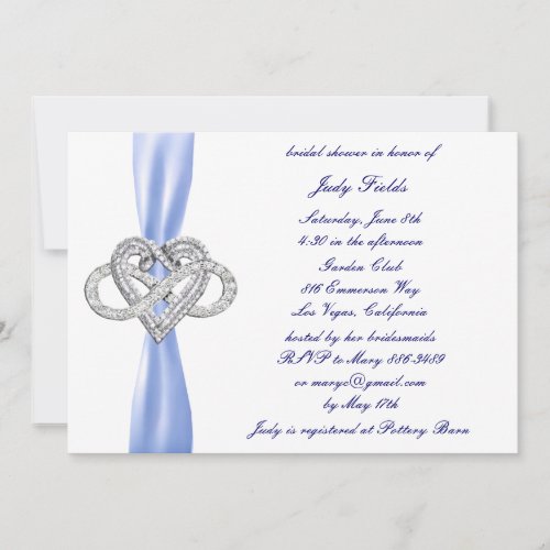 Blue Infinity Heart Bridal Shower Invitation